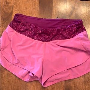 Pink speed shorts from lululemon